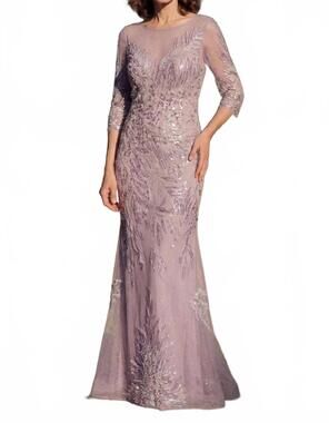NEW KOS feather sequins evening dress in mauve